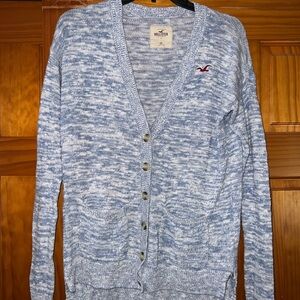 Hollister Blue and White Knit Sweater